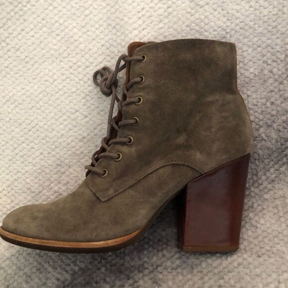 Kork-Ease ELFA Women’s Size 8.5M Taupe Suede Lace-Up Ankle Boots Block Heel - Picture 7 of 12